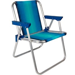 Cadeira de praia aluminio alta infantil azul