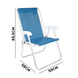 Cadeira de praia aluminio confort alta sannet azul [ 2185 ] mor