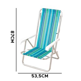 Cadeira de praia aluminio reclinavel [ 2104 ]  mor