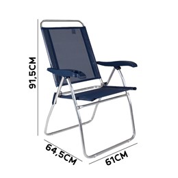 Cadeira de praia boreal azul marinho reclinavel [ 2165 ] mor