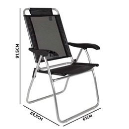 Cadeira de praia boreal preta reclinavel [ 2166 ] mor