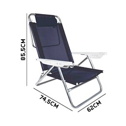 Cadeira de praia summer c/ almofada azul [ 2490 ] mor