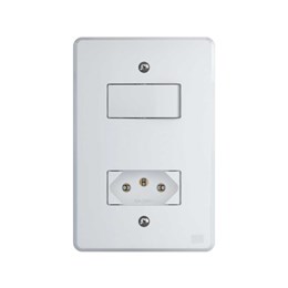 Conjunto 1 interruptor simples + 1 tomada 2p+t 10a branco equille [ 14235637 ]  weg
