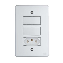 Conjunto 2 interruptor simples + 1 tomada 2p+t 10a branco equille [ 14235689 ]  weg