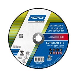 Disco Corte 10" 254 X 19.1 3.2mm 2T Aço e Inox [ AR 312 SUPER ] - Norton