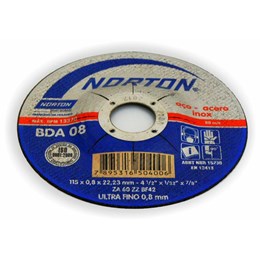 Disco corte  4.1/2"  115 x 22.2  0.8mm 1t inox [ bda08 ]  norton