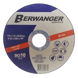 Disco corte  4.1/2 115 x 22.2  1,0mm 2t inox [ 360 ] berwanger