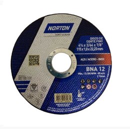 Disco corte  4.1/2 115 x 22.2  1.0mm 2t inox [ bna 12 ]  norton