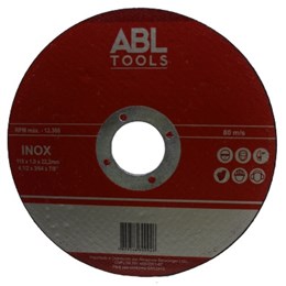 Disco corte 4.1/2 115 x 22.2  1,0mm metal/inox (+) [ 971 ] abl tools