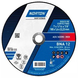 Disco Corte 7" 180 X 22.2 1.6mm 2T Inox [ BNA12 ] - Norton