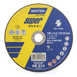 Disco Corte 7" 180 X 22.2 3.0mm 2T Metal [ AR 312 SUPER ] - Norton