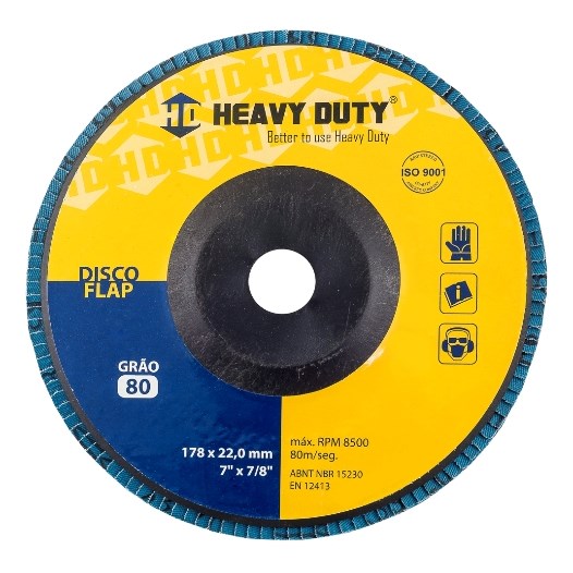 Disco flap 7" 180 x 22.2  g- 80 reto inox [ 102500 ]  heavy duty