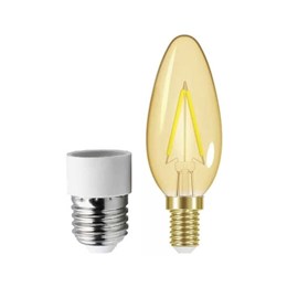 Lâmpada Vintage LED 3W Ambar B35 com Adaptador para E27 [ 11080381 ] (220V) - Taschibra