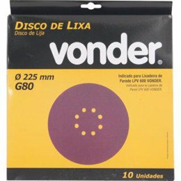 Lixa disco jogo 8" g 80 massa 10pc [ 1258225080 ]  vonder