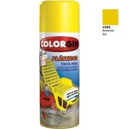 Tinta spray amarelo sol  plasticos [ 1505 ]  colorgin