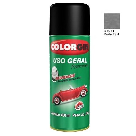 Tinta spray prata real     uso geral [ 57061 ]  colorgin