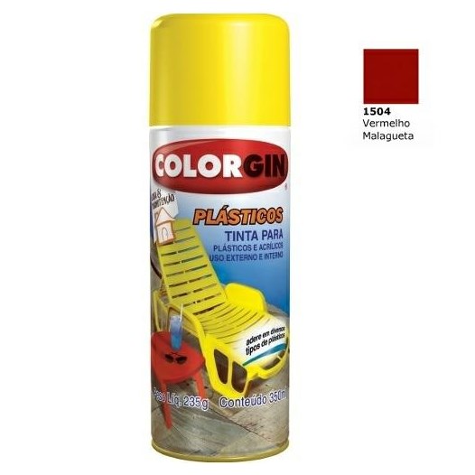 Tinta spray vermelho  plasticos [ 1504 ]  colorgin
